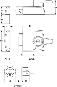 Dbl Lock Rim Nightlatch 90/90mm SN/SC - view 2