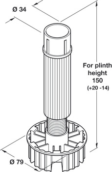 Plinth Foot/Leg Adj 150mm Plastic Black - view 2