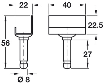 Pin/L Mount Plate Black Galvanised Steel D8mm - view 2