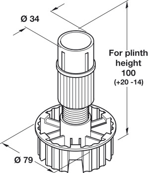 Plinth Foot/Leg Adj 100mm Plastic Black - view 2