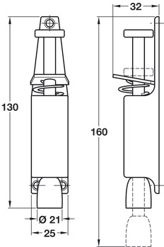 Foot Op Dr Holder 35mm Throw 180mm Silver - view 2