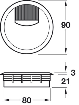 Cable Outlet 2prt D80x24mm Plastic Stainless Steel Col - view 2