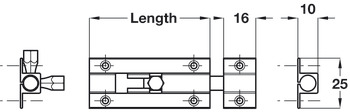 Barrel Bolt w Keep 60mm Brass CP - view 5