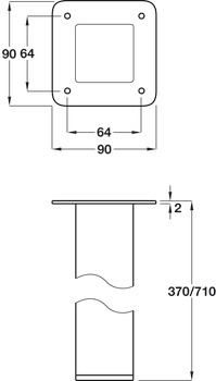 Square Table Leg D50x50x710mm Chrome - view 2