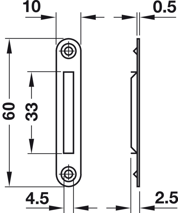 Striking Plate 60x10x0.5mm Steel NP - view 2