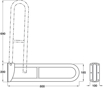 Nyma Pro Hinge Grb Rail 800mm Steel Wht - view 2