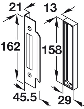 Rebate Set 13mm Hrz Modular Steel Silver Ano - view 2