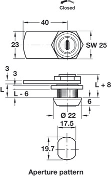 Cylinder Cam Lock 26.0mm PCP Dif Dir.1 - view 2