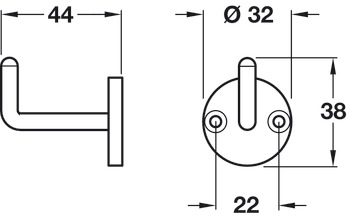 Coat Hook D32x38x44mm SSS - view 2