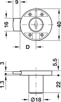 Minilock40 Rim Lock D18mm MNP RH FH1 - view 2