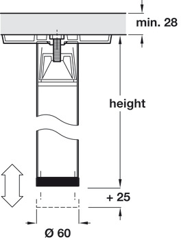 Leg w Adj D80x710mm Silver Col 9006 - view 5
