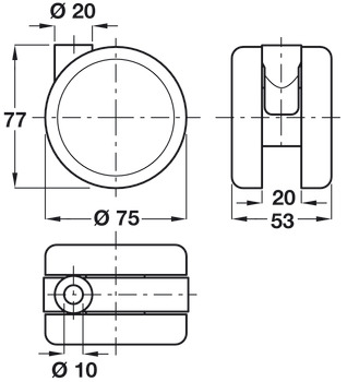 D75mm Twin Castor Swivel without Brake Pin Al - view 2