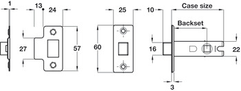 Tubular Mortice Latch BT 45/67mm NP - view 3