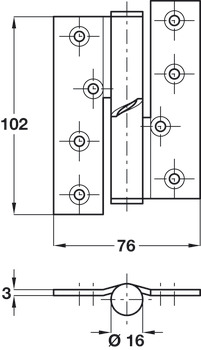 Butt Hinge Falling 102x76mm CW 304 SSS - view 2