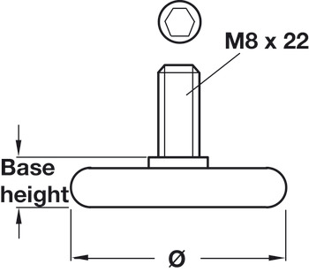 Base Leveller Plastic Black M8x22mm D40x10mm - view 2