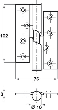 Butt Hinge Rising 102x76mm ACW 304 SSS
