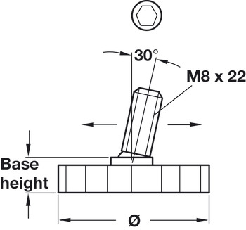 Base Leveller Plastic Black M8x22mm D25x10mm - view 3