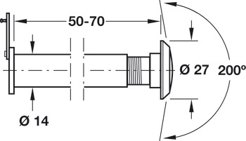 200D Door Viewer+Cov 50-70mm CP - view 2