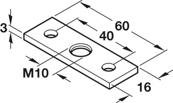 Screw-On Plate M8 60x17mm Galvanised Steel - view 4
