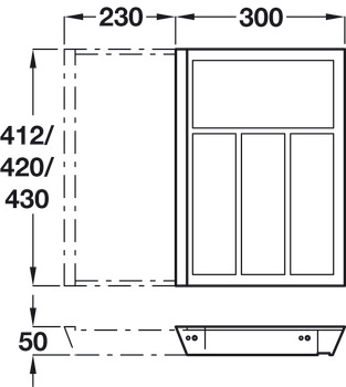 eXTray Oak Cutlery Ins 412/400-600mm - view 3