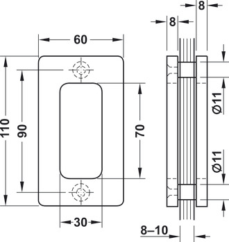Flush Pull Handle 60x110mm Brass SNP - view 2