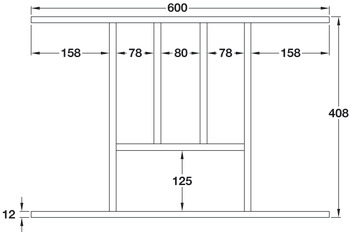Oak Cutlery Ins Solid 55x400-1000mm - view 2