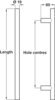 Guardsman H Pull BT D19x300mm Fixing Centres 304 SSS - view 2