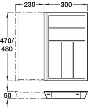 eXTray Oak Cutlery Ins 470/400-600mm - view 3