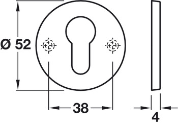 Escutcheon D52mm Pro Cyl 316 SSS - view 2