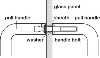 Glass Door Fixing Set B2B D16mm M6 - view 2