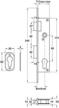 Narrow Mortice Sashlock 20/36mm SSS - view 2