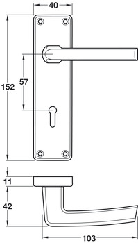 Cransley Lvr Hdls/Plt Lever Aluminium SAA - view 2