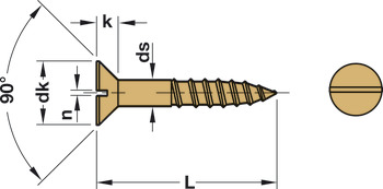 Wood Screw Sgl Slot Prt Countersunk D2.5x16mm BBrs - view 3