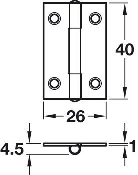 Butt Hinge 40x26mm Steel Glv - view 2
