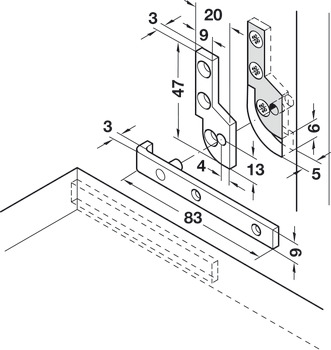 Pivot Hinge for Bureau 80mm Brass Polished - view 2