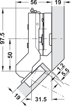 Tiomos 110/45D Hinge Clk INS SF wo SC - view 3