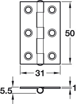 Butt Hinge 50x31mm Steel Glv - view 2