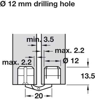 Zysa Hinge 180D Drilling D12mm M.Brass - view 3