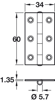 Butt Hinge Narrow 60x34mm Steel Galvanised - view 2