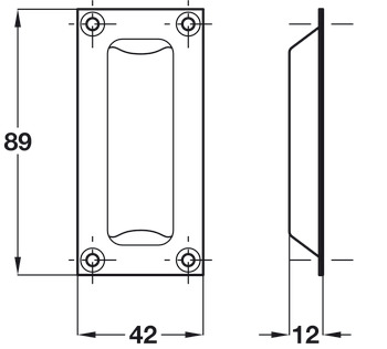 Flush Pull Handle 89x42mm Brass SC - view 2