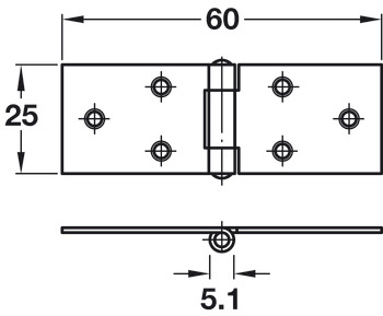Back Flap Hinge 60x25mm Steel Glv - view 2