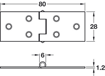 Table Hinge 80x28mm Steel Glv - view 2