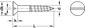 Wood Screw Sgl Slot Prt Countersunk D2.5x16mm BBrs - view 2