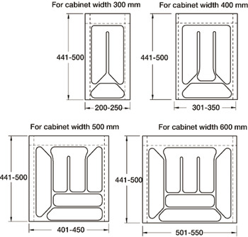 Cutlery Ins 441-500mm 600/600mm Plastic CrWht - view 2