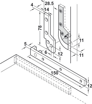 Pivot Hinge for Bureau 80mm Brass Polished - view 3