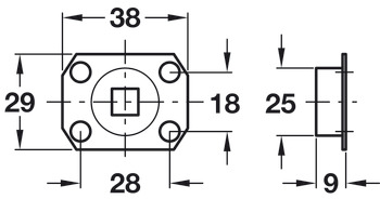 Fixed Dead Mount 29x38x25mm SCB - view 2