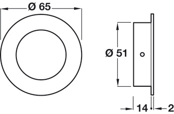 Flush Pull Handle D65x14mm PSS - view 2