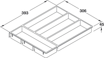 Cutlery Ins 393/450-600mm Plastic Wht