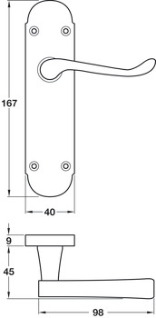 Lvr Scroll Hdls/Plt 167mm WC Lock Zinc Alloy PC - view 2