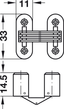 180D Concealed Hinge 33mm UH Brs/Plastic Brw - view 2